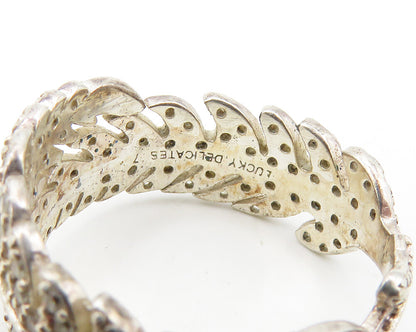 LUCKY DELICATES 925 Sterling Silver Topaz Floral Leaf Bypass Ring Sz 7  RG18249