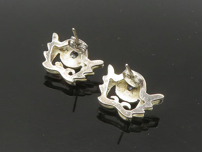 925 Sterling Silver  Vintage Cubic Zirconia Wing Motif Drop Earrings  EG11494