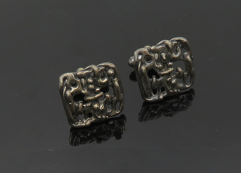 925 Sterling Silver  Vintage Dark Tone Modernist Design Cufflinks  TR2807