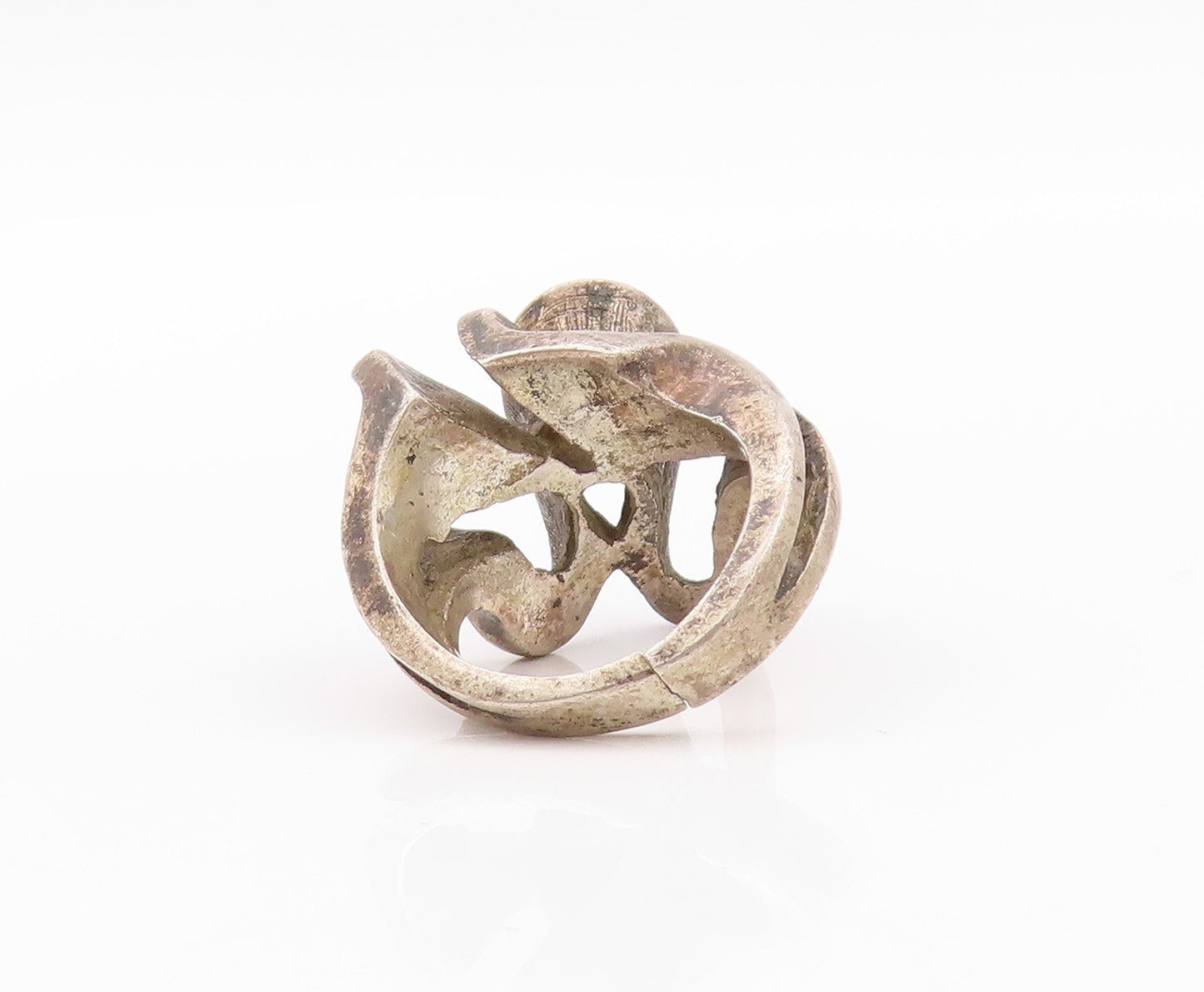 925 Sterling Silver Vintage Ring Dark Tone Brutalist Cutout  Sz 6  RG32396