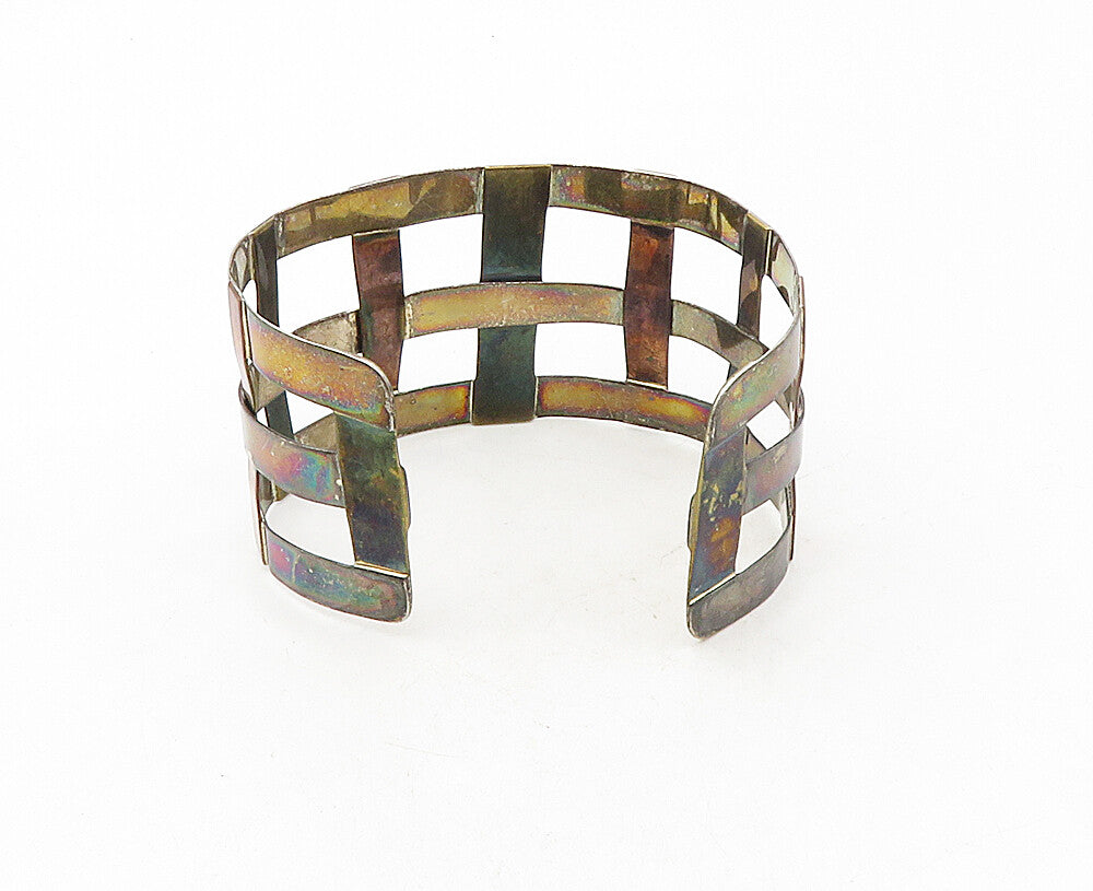 RLM STUDIO 925 Sterling Silver  Vintage Oxidized Weaved Cuff Bracelet  BT4135