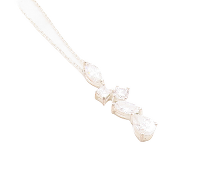 925 Sterling Silver Vintage Multi Shape Cubic Zirconia Chain Necklace NE2210