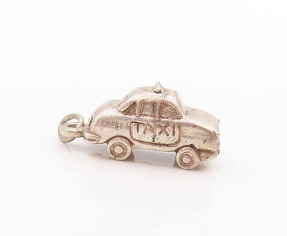 925 Sterling Silver Vintage Pendant 3D Carved New York Taxi Charm  PT24676