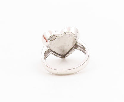 925 Sterling Silver Vintage Ring Modernist Topaz Love Heart Band  Sz 8  RG35978