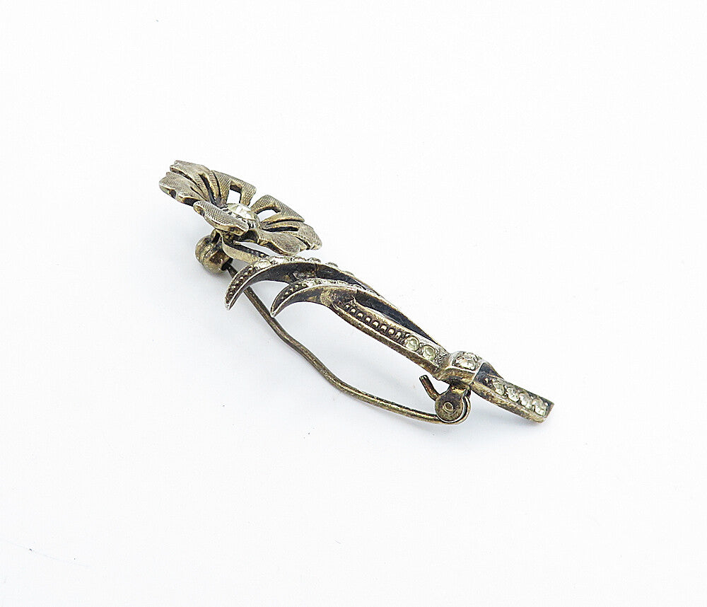 925 Sterling Silver  Vintage Topaz Dark Tone Single Flower Brooch Pin  BP1306