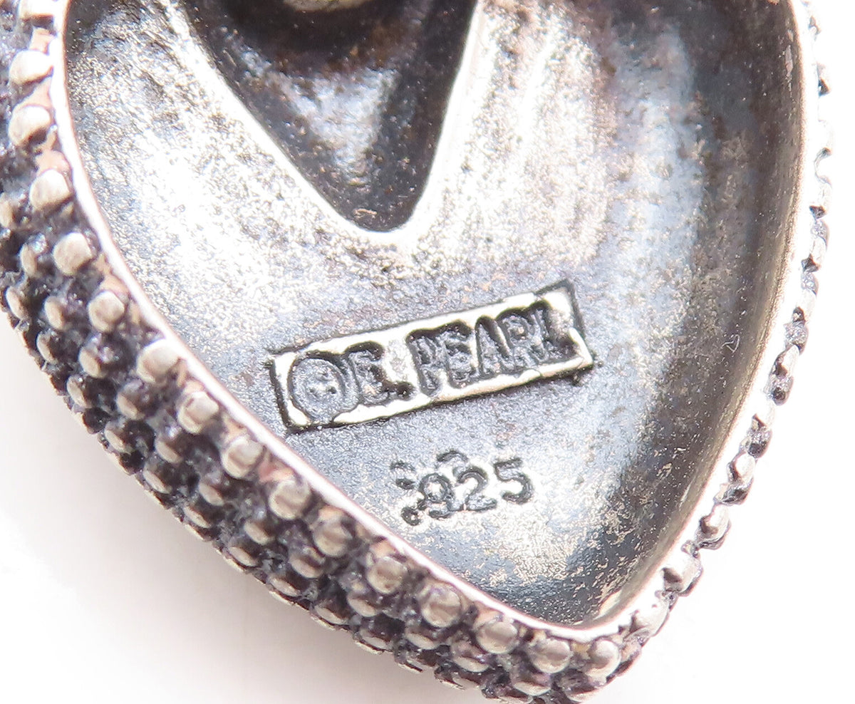 925 Sterling Silver Vintage Pendant ERWIN PEARL Designer Carved Heart  PT23154
