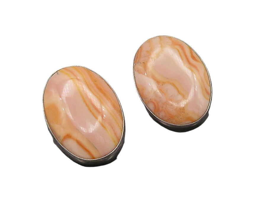 SILVER CREATIONS 925 Silver Vintage Rhodochrosite Non Pierce Earrings EG9831
