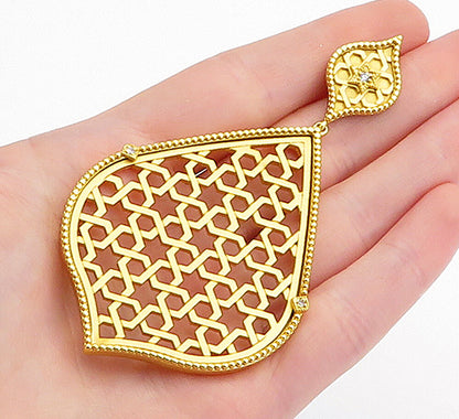 925 Sterling Silver  Topaz Accent Gold Plated Open Star Pattern Pendant PT3708