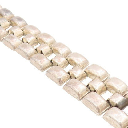925 Sterling Silver Vintage Bracelet MEXICO Modernist Wide Panel Link  BT11614