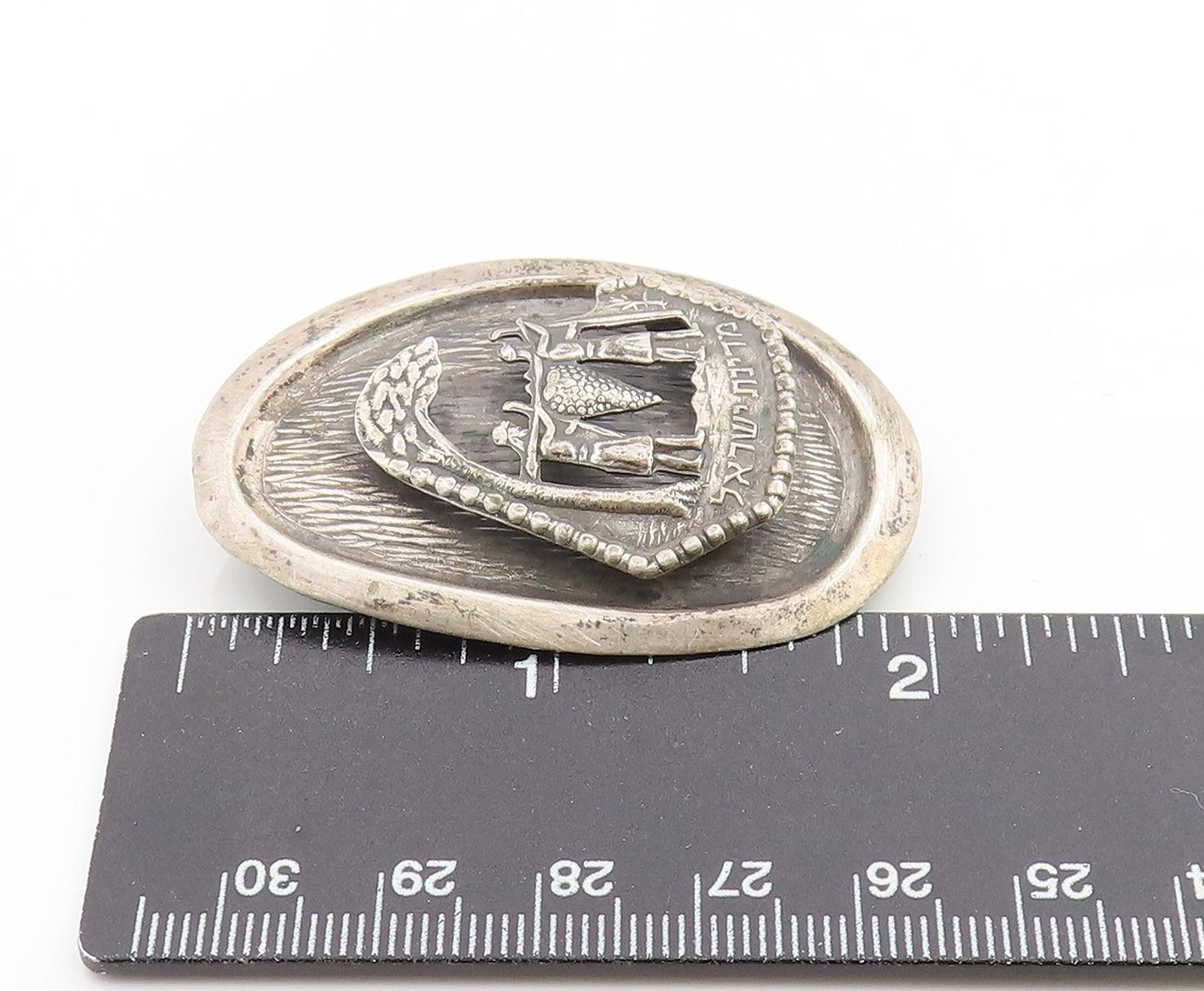 925 Sterling Silver Vintage Brooch Pin ISRAEL 12 Spies Carrying Grapes  BP12185