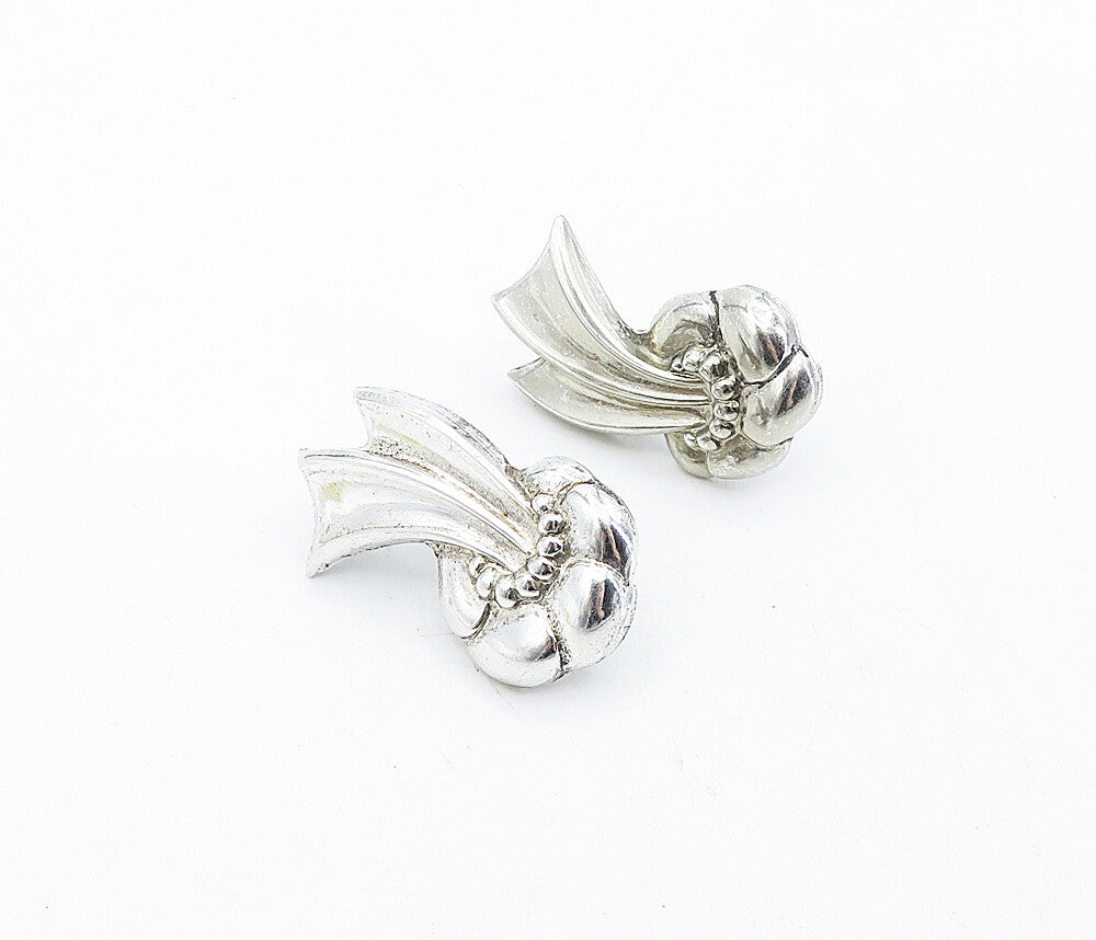 925 Sterling Silver  Vintage Shiny Non Pierce Screw Back Earrings  EG2415