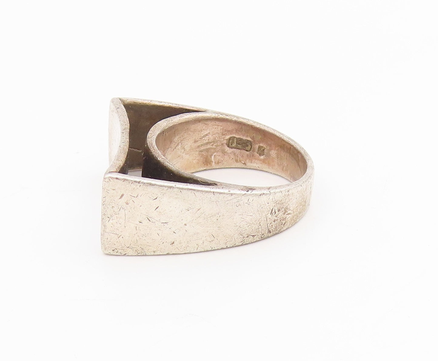 925 Sterling Silver Vintage Ring Minimalist Geometric Curve Band  Sz 8  RG34400