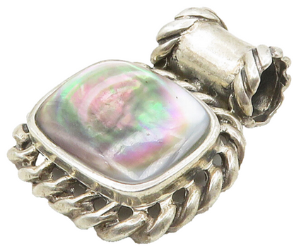 925 Sterling Silver  Vintage Abalone Shell Twist Slide Pendant  PT12140