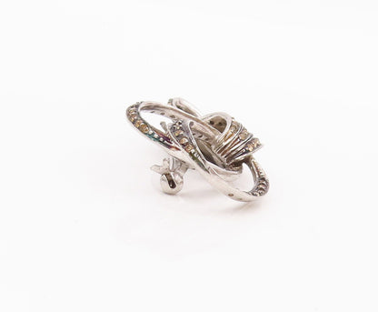925 Sterling Silver Vintage Brooch Pin Designer Gemstone Inlay Rings  BP10923