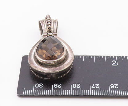 925 Sterling Silver  Vintage Tear Drop Smoky Topaz Pendant  PT18909