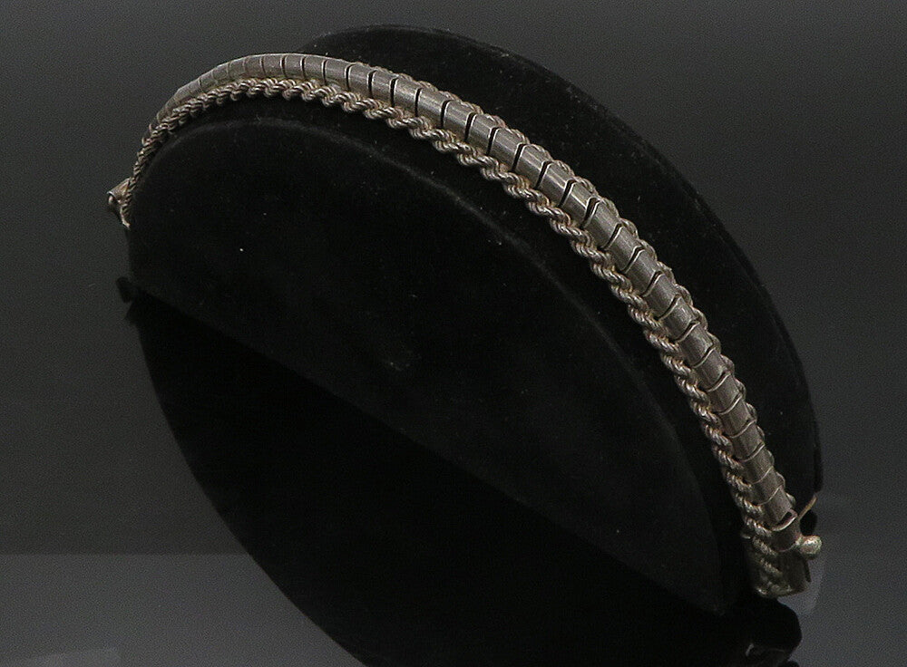 925 Sterling Silver  Vintage Dark Tone Rope Twist Chain Bracelet  BT9182