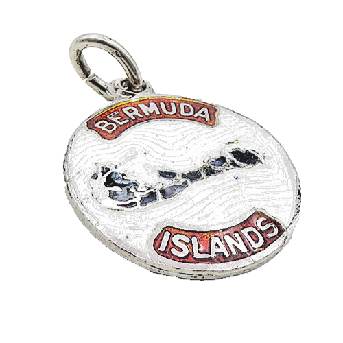 925 Sterling Silver  Vintage Enamel Coated Bermuda Islands Pendant  PT6970