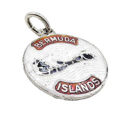 925 Sterling Silver  Vintage Enamel Coated Bermuda Islands Pendant  PT6970