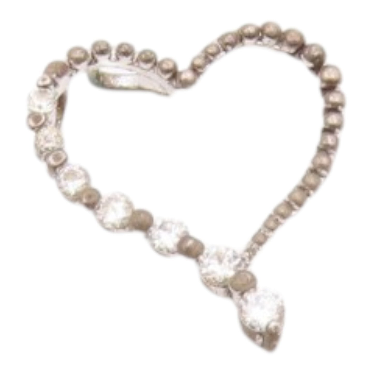 925 Sterling Silver  Vintage Cubic Zirconia Open Love Heart Pendant  PT21428