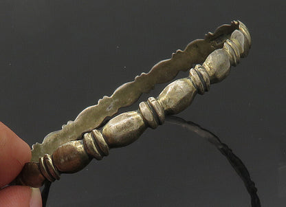 MEXICO 925 Silver  Vintage Dark Tone Fluted Pattern Bangle Bracelet  BT8222