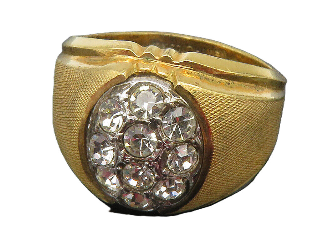 CLARK & COOMBS 925 Silver  Cubic Zirconia Gold Plated Band Ring Sz 9  RG11783