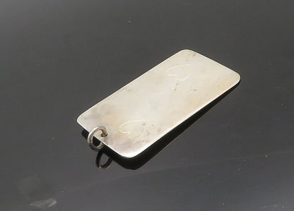 MEXICO 925 Sterling Silver  Vintage Shiny Love Hearts Square Pendant  PT16284
