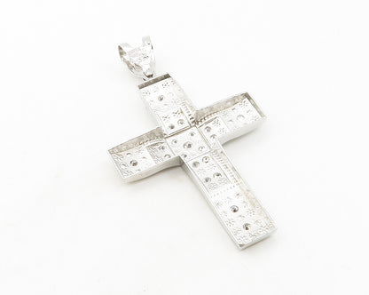 925 Sterling Silver  Sparkling Cubic Zirconia Religious Cross Pendant  PT9773