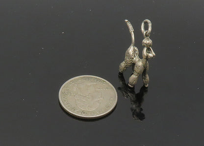 925 Sterling Silver  Vintage Shiny Petite Poodle Dog Animal Pendant  PT16386
