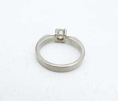 925 Sterling Silver  Vintage Cubic Zirconia Shiny Solitaire Ring Sz 6  RG4790