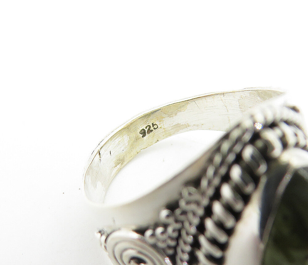 925 Sterling Silver  Cabochon Labradorite Tear Drop Cocktail Ring Sz 6  RG8074