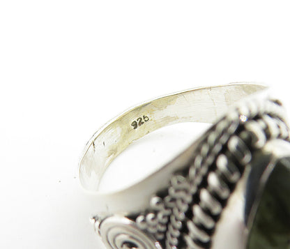 925 Sterling Silver  Cabochon Labradorite Tear Drop Cocktail Ring Sz 6  RG8074