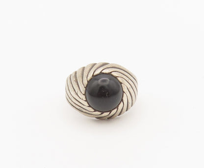 925 Sterling Silver Vintage Ring SARAH COVENTRY Etched Lines Onyx Sz 7  RG27938