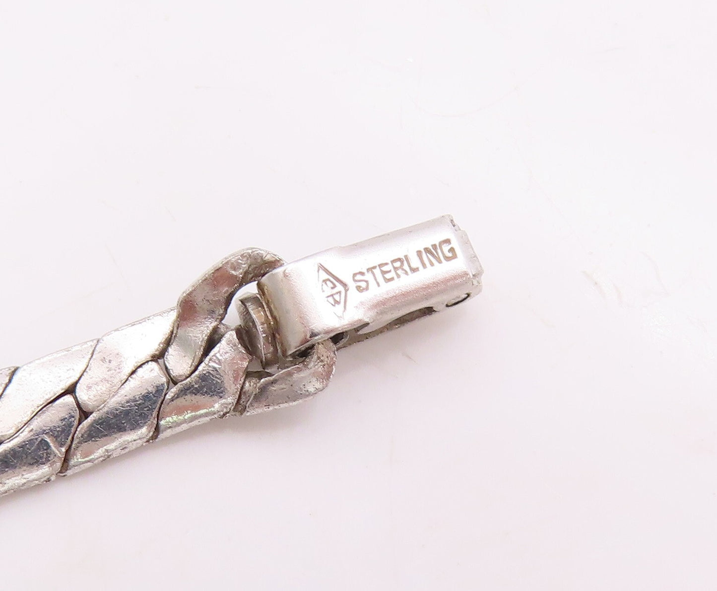925 Sterling Silver Vintage Necklace Designer Antique Topaz Inlay  NE4377