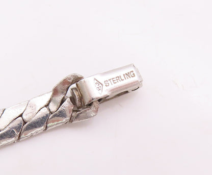 925 Sterling Silver Vintage Necklace Designer Antique Topaz Inlay  NE4377