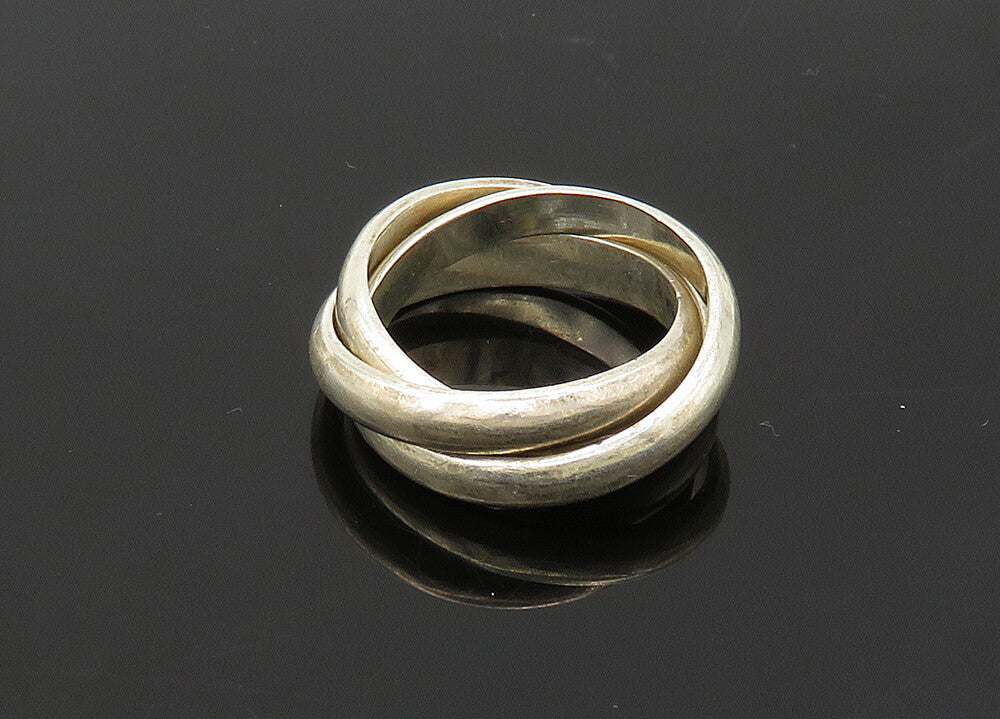 925 Sterling Silver  Vintage Minimalist Shiny Band Rolling Ring Sz 7  RG21354