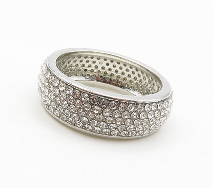 925 Sterling Silver  Cubic Zirconia Encrusted Eternity Ring Sz 8.5  RG15909