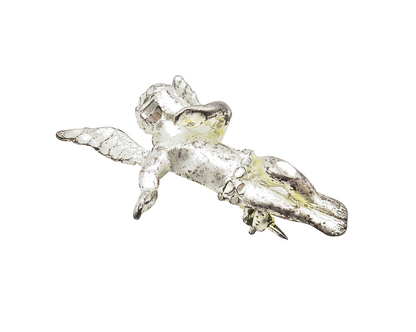 925 Sterling Silver  Vintage Shiny Diamond Cut Dabbing Angel Brooch Pin BP3927
