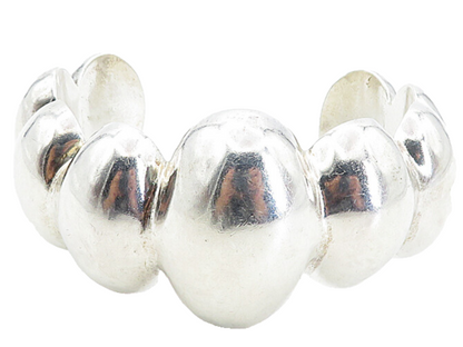 LOS BALLESTEROS 925 Silver Vintage Shiny Hollow Fluted Cuff Bracelet  BT3567