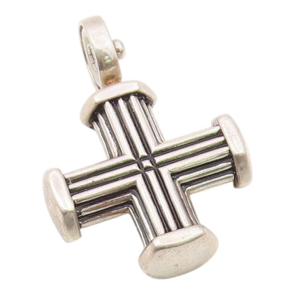 ESPO SIG 925 Sterling Silver  Vintage Ribbed Religious Cross Pendant  PT20115