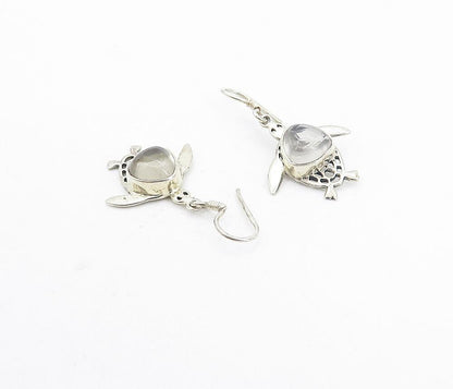 925 Sterling Silver  Cabochon Cut Topaz Sea Turtle Dangle Earrings  EG3797