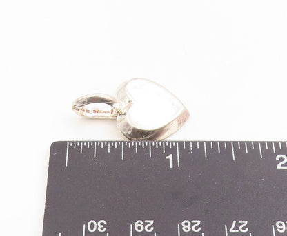 925 Sterling Silver Vintage Pendant Minimalist Solid Love Heart Charm  PT25415