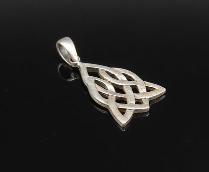 925 Sterling Silver  Vintage Minimalist Celtic Knot Drop Pendant  PT21742
