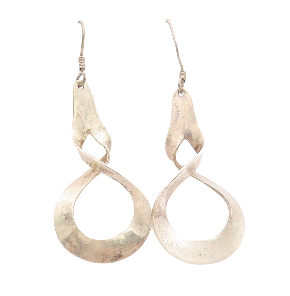 925 Sterling Silver Vintage Earrings MEXICO Cutout Twisted Drop Design  EG13176