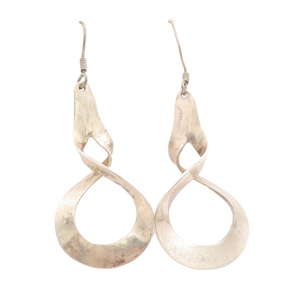 925 Sterling Silver Vintage Earrings MEXICO Cutout Twisted Drop Design  EG13176