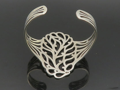 925 Sterling Silver  Vintage Tree Of Life Cutout Cuff Bracelet  BT9413