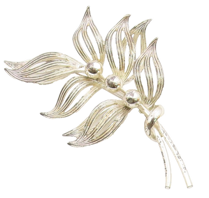 FORSTNER 925 Sterling Silver  Vintage Shiny Floral Leaves Brooch Pin  BP8328