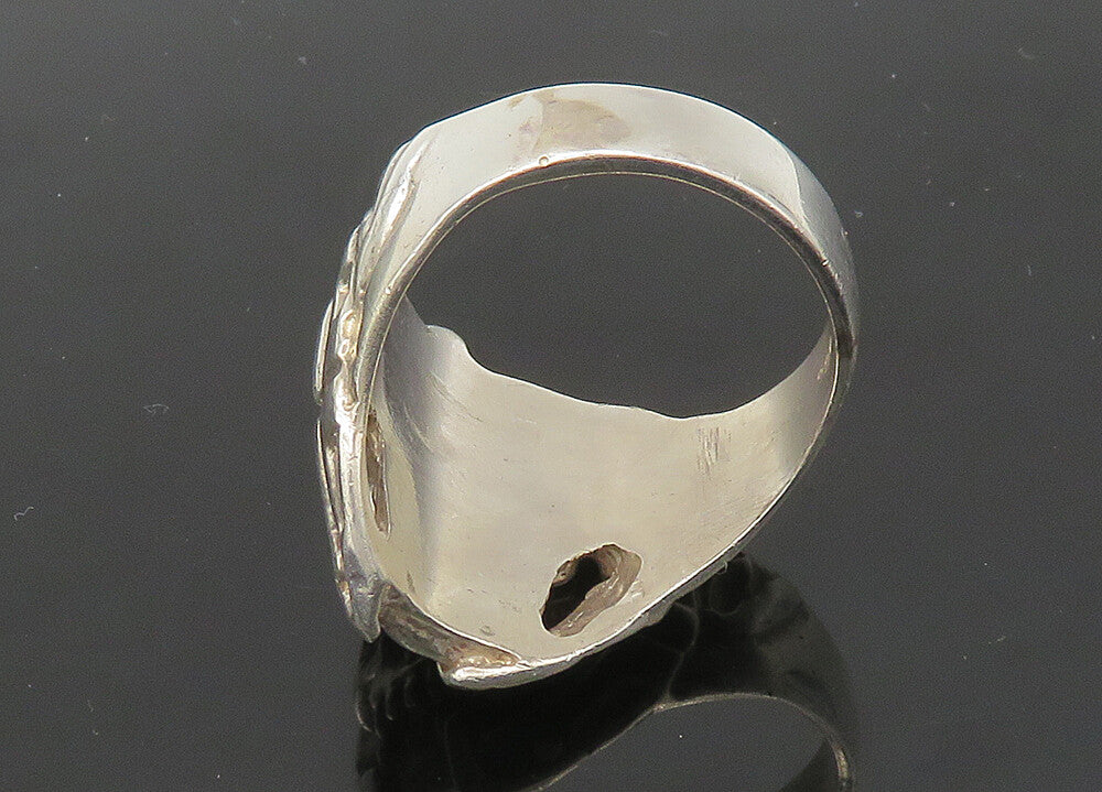 925 Sterling Silver  Vintage Heavy Skeleton Head Biker Ring Sz 17  RG22698