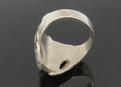 925 Sterling Silver  Vintage Heavy Skeleton Head Biker Ring Sz 17  RG22698