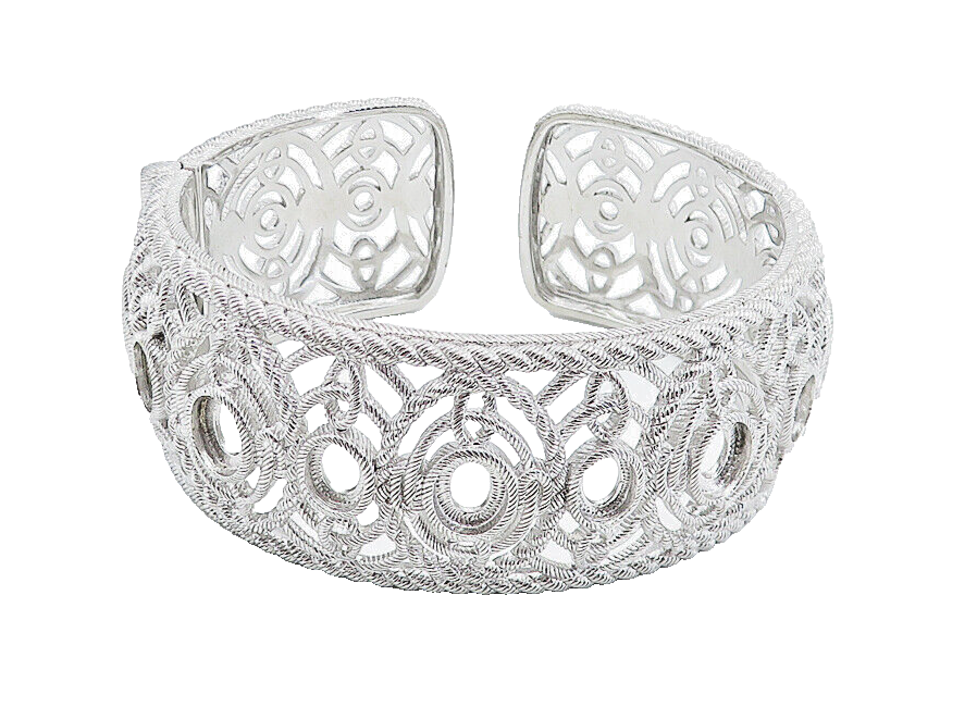 JUDITH RIPKA 925 Sterling Silver  Shiny Open Twist Design Cuff Bracelet BT2979
