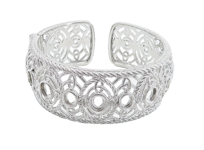 JUDITH RIPKA 925 Sterling Silver  Shiny Open Twist Design Cuff Bracelet BT2979